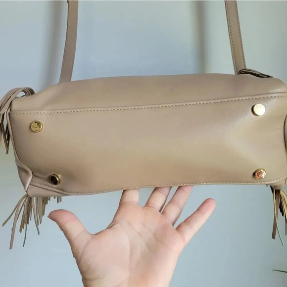 AHDORNED, New, Dakota Taupe Vegan Leather Fringe Crossbody Purse Tote Bag - Picture 5 of 15